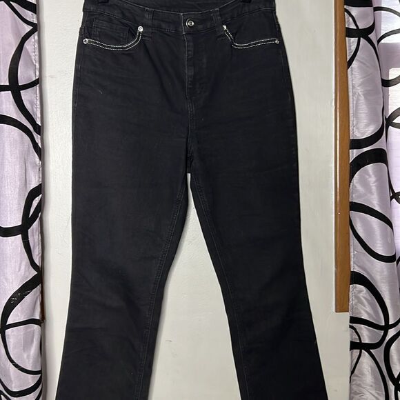 Christopher & Banks size 4 black sequin embellished denim jeans - Picture 7 of 14